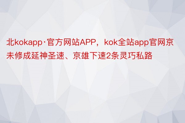 北kokapp·官方网站APP，kok全站app官网京未修成延神圣速、京雄下速2条灵巧私路